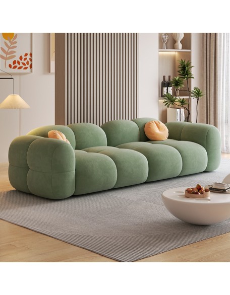 Small-sized rental apartment's living room with jelly sofa